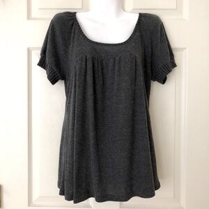 Lux Short Sleeve Knit Top Dark Gray Size Large
